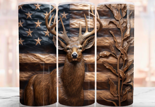 3D Deer American Flag