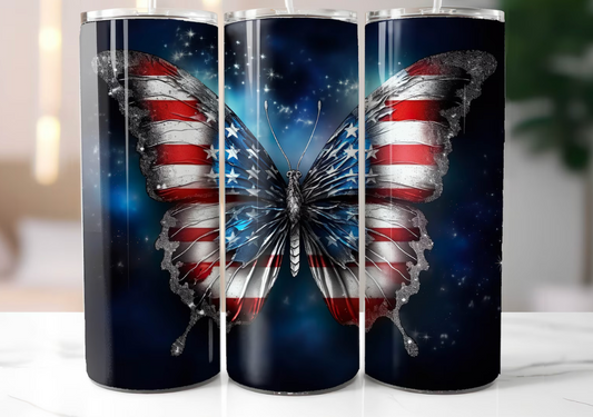 3D Butterfly American Flag