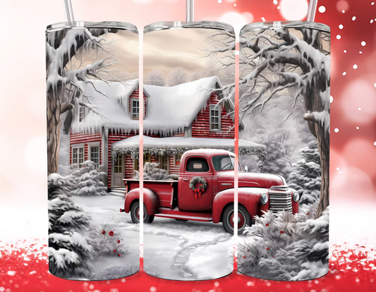Christmas Truck Cozy Home with Snow